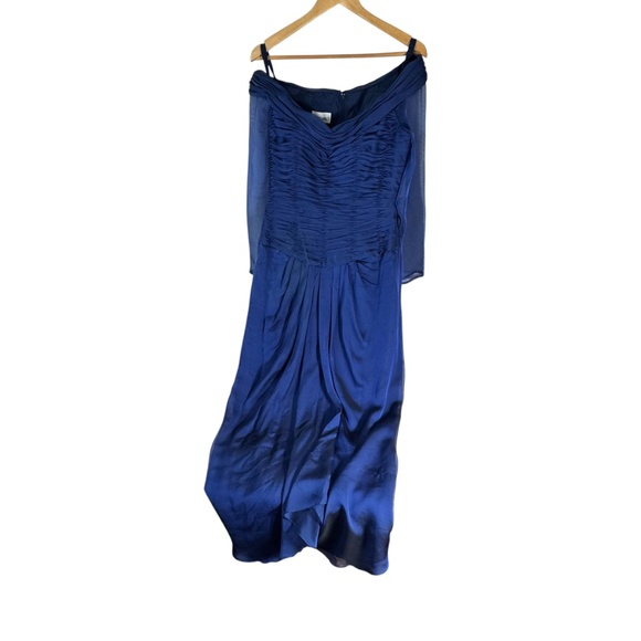 Liancarlo Ocean Blue 100% Silk Maxi Dress Sz 10 - Picture 2 of 10